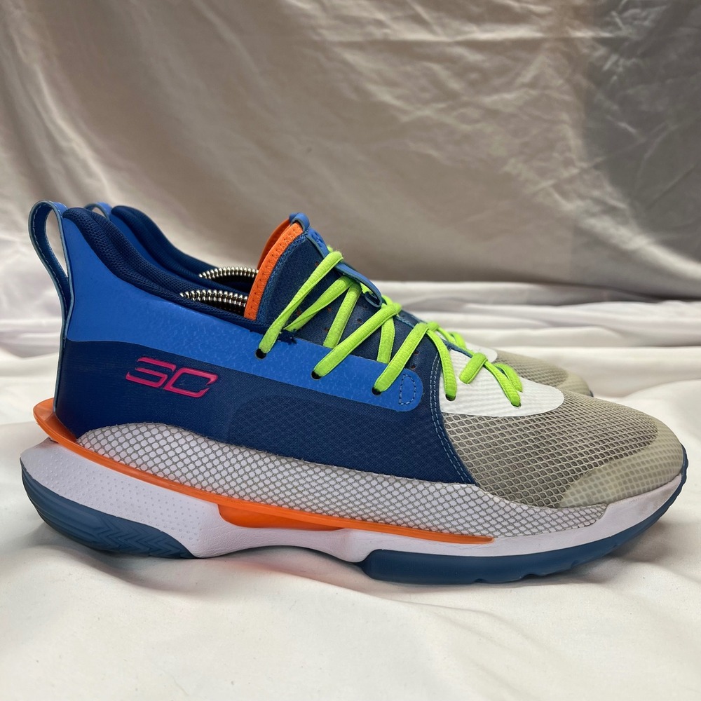 Under Armour Curry 7 Super‎ Soaker Lime Blue Mens 10.5 3021258-404 Basketball - Picture 5 of 15